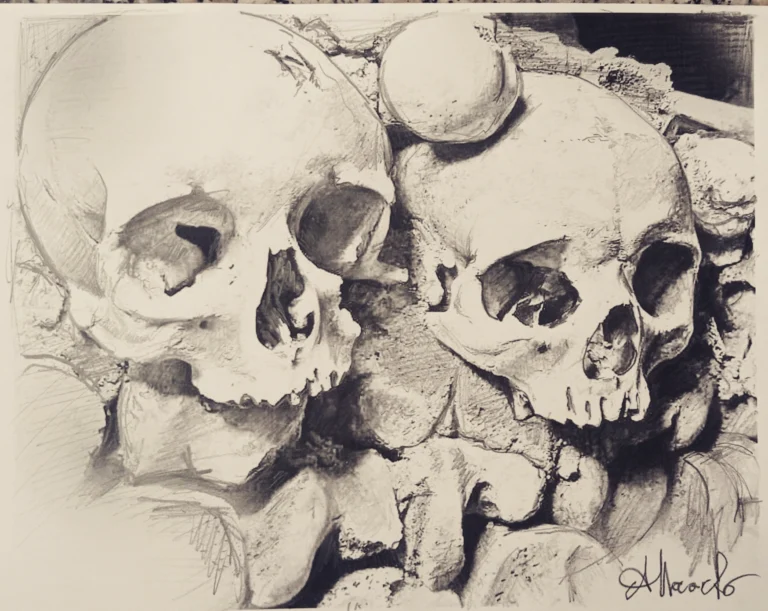 Il Cimitero delle 366 fosse a Napoli, disegno di Antonio Nacarlo