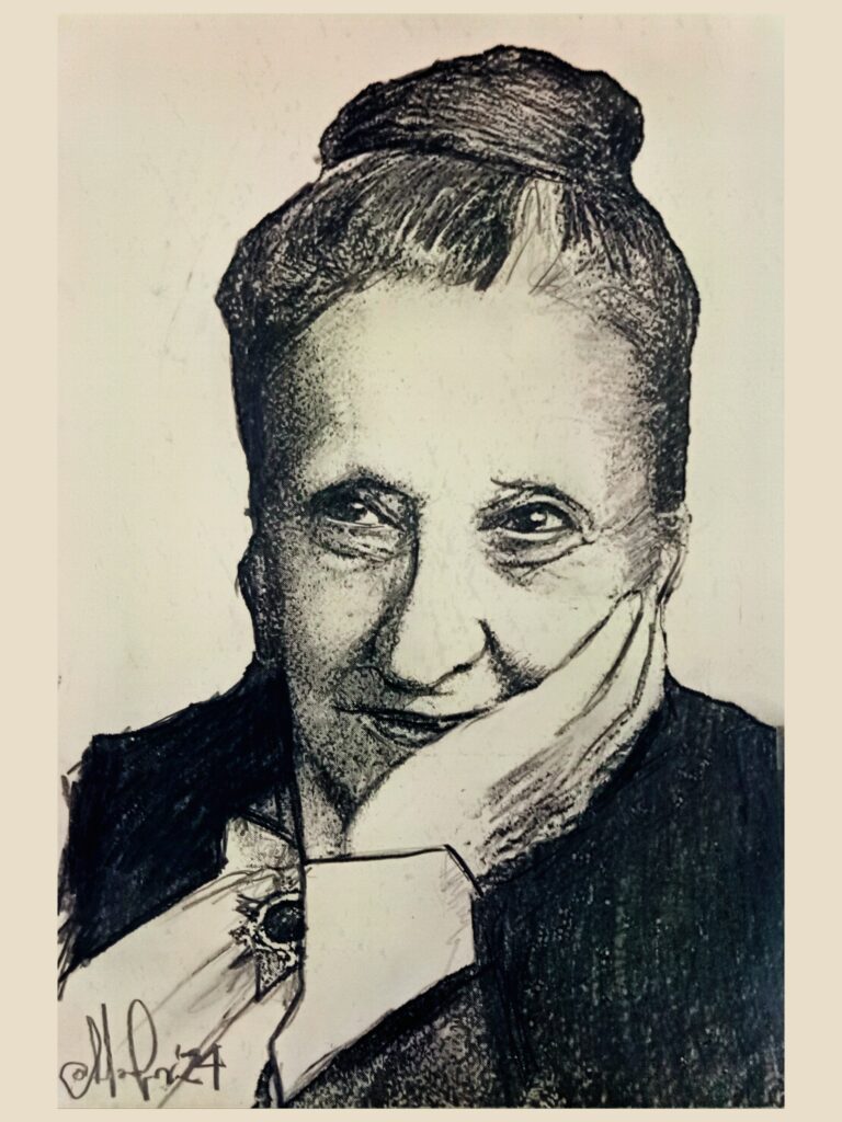 Pupella Maggio e Antonio Sorrentino: un legame d’arte, amore e memoria fondo avorio, effetto carta ruvida, disegno a matita con inchiostro schizzato e contrasti marcati in stile noir