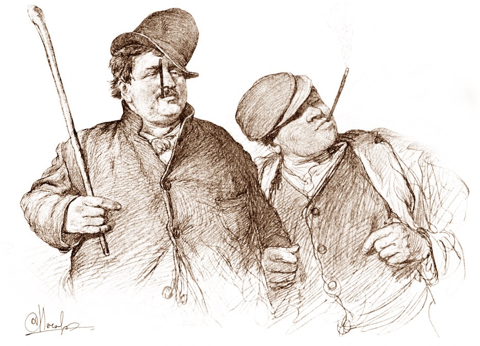 origine della camorra, camorristi, disegno di Antonio Nacarlo da un originale di Allers