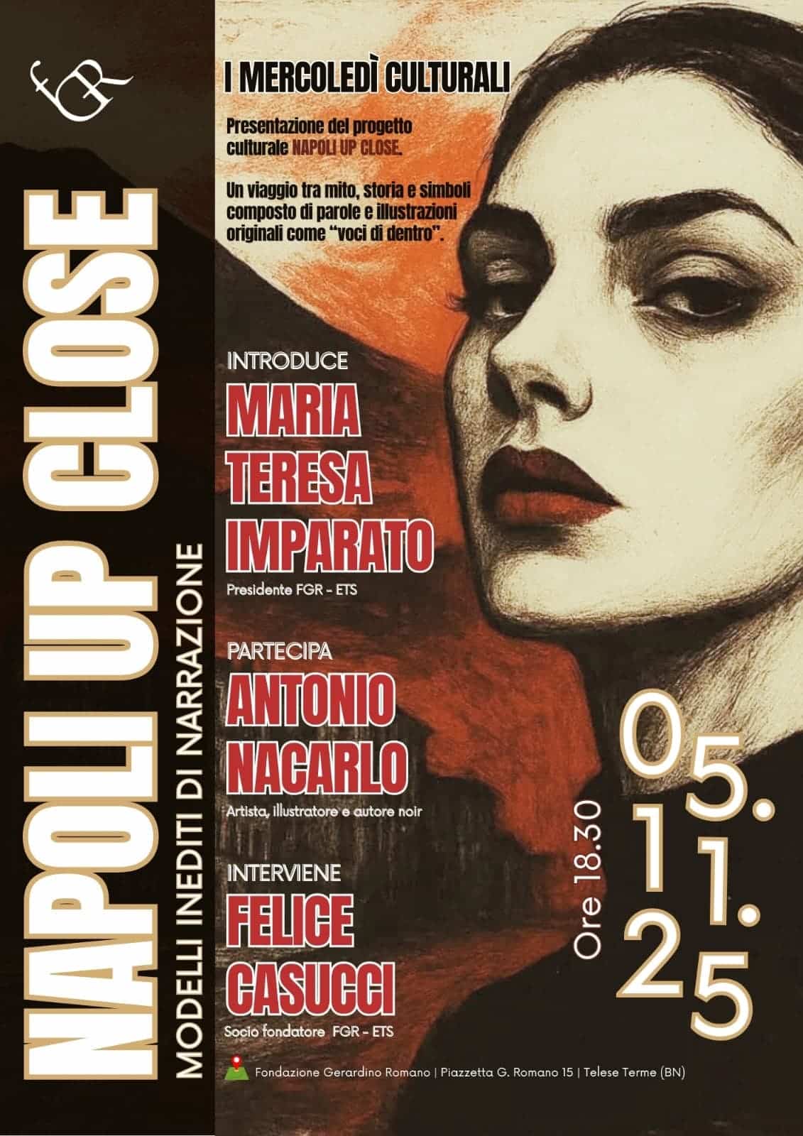 Locandina dell’evento Napoli Up Close alla Fondazione Gerardino Romano