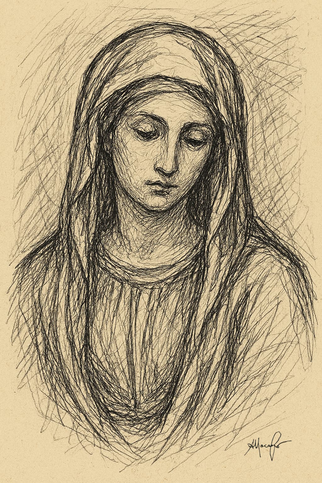 Il popolo e la Madre – disegno di Antonio Nacarlo