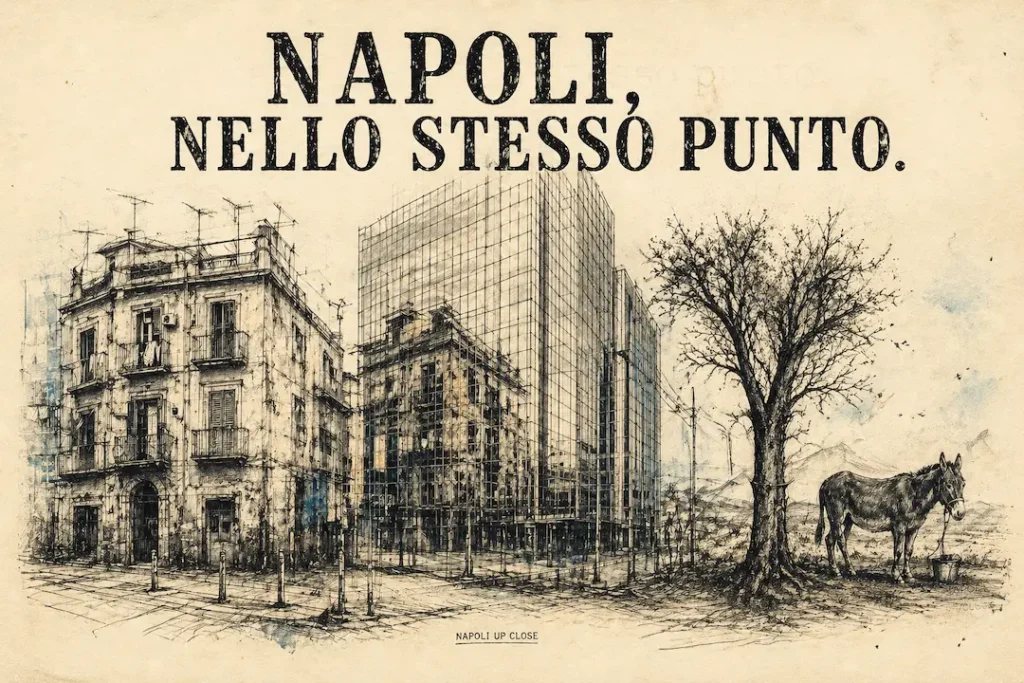napoli, nello stesso punto disegno a penna su carta avorio soggetto tre scene