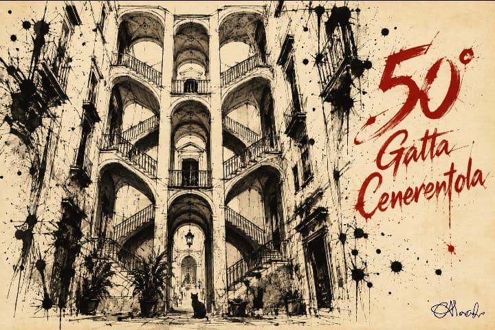 La Gatta Cenerentola, cinquant’anni dopo – Napoli illustrata, carta avorio, matita e inchiostro